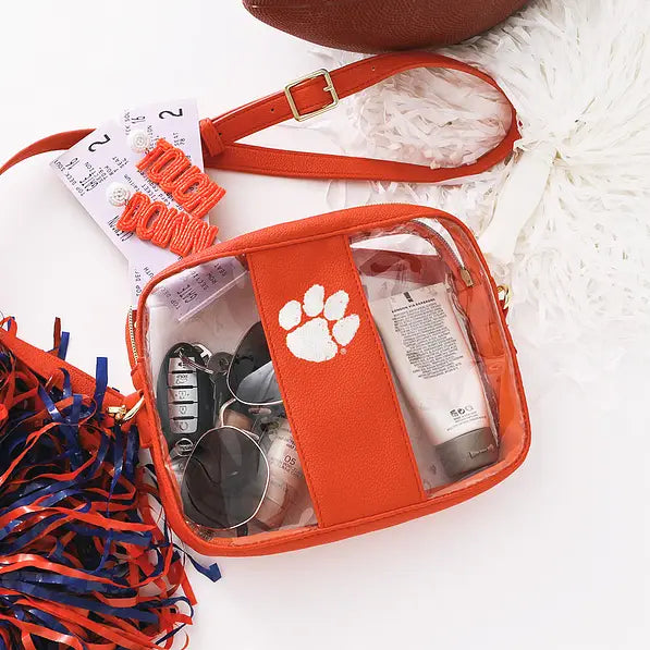 Clemson Tigers Clear Stadium Crossbody Bag in Orange