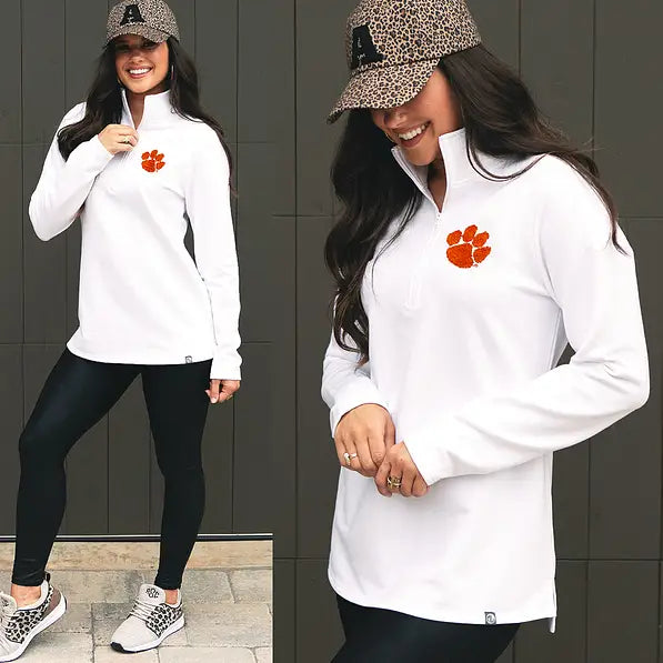 Clemson Tigers Pullover Sweatshirt in White