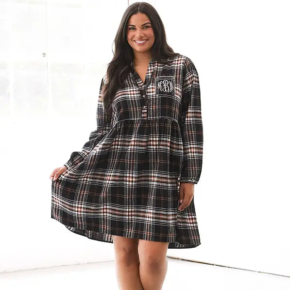 Monogrammed Plaid Dress