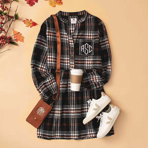 Monogrammed Plaid Dress