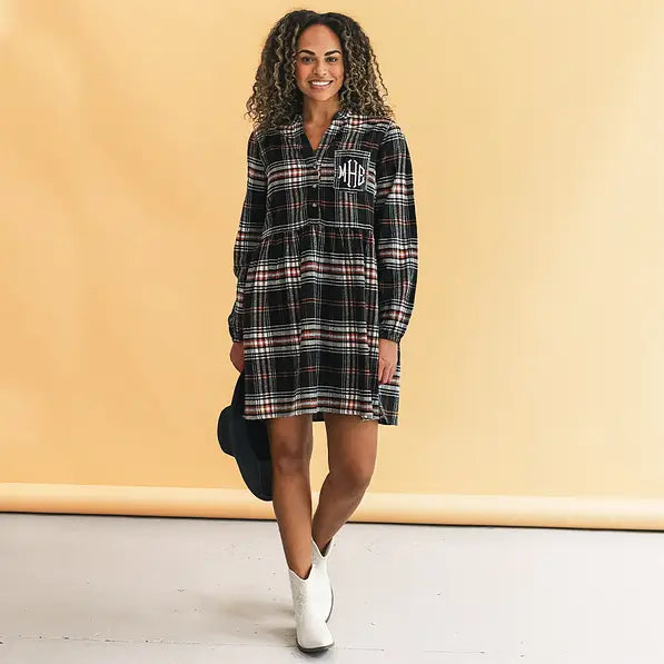 Monogrammed Plaid Dress