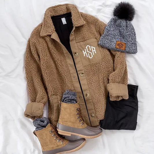 Monogrammed Sherpa Shacket